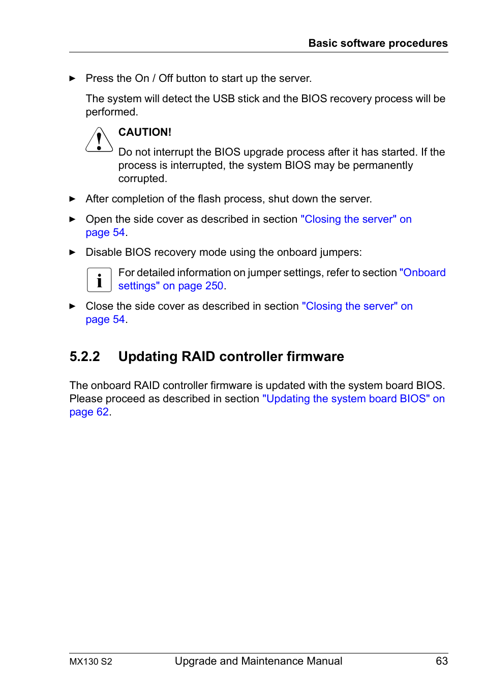 2 updating raid controller firmware, Updating raid controller firmware | FUJITSU PRIMERGY MX130 S2 User Manual | Page 63 / 256