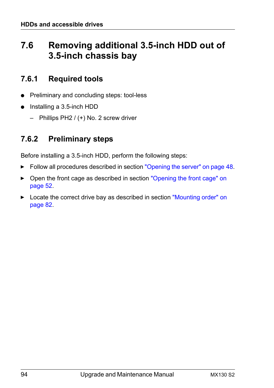 1 required tools, 2 preliminary steps, Required tools | Preliminary steps | FUJITSU PRIMERGY MX130 S2 User Manual | Page 94 / 256