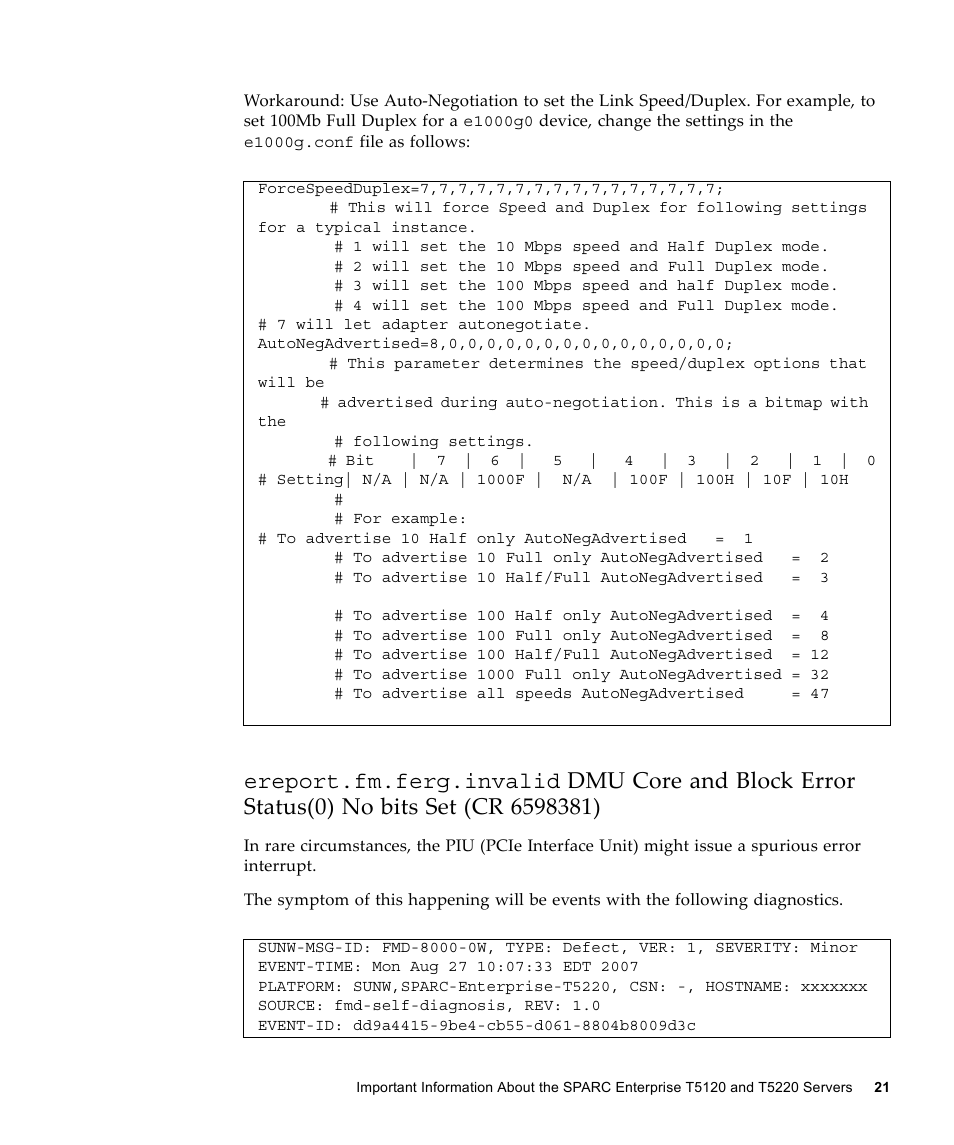 Ereport.fm.ferg.invalid | FUJITSU SPARC ENTERPRISE T5120 User Manual | Page 31 / 58