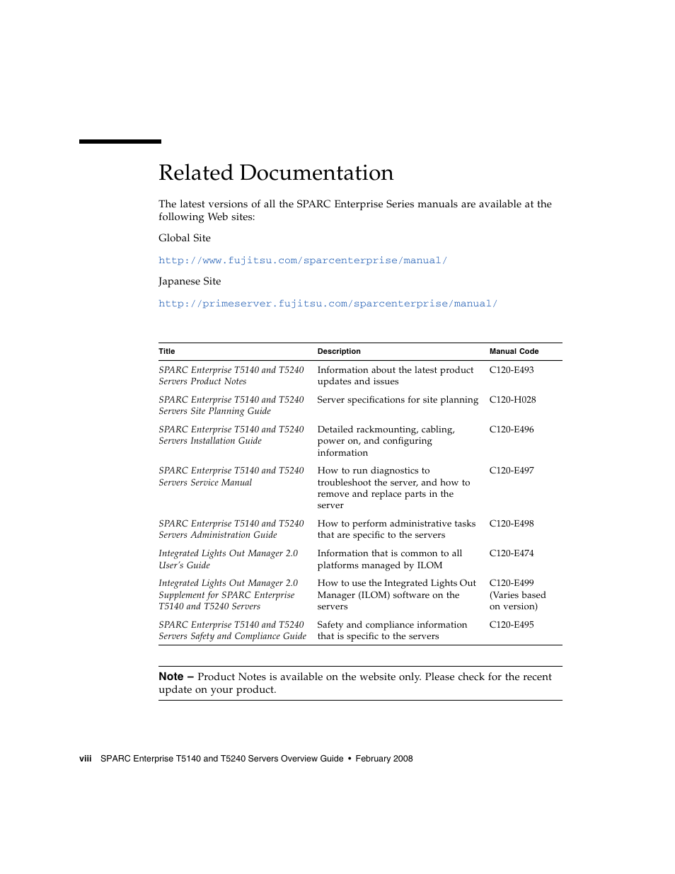 Related documentation | FUJITSU T5240 User Manual | Page 10 / 28