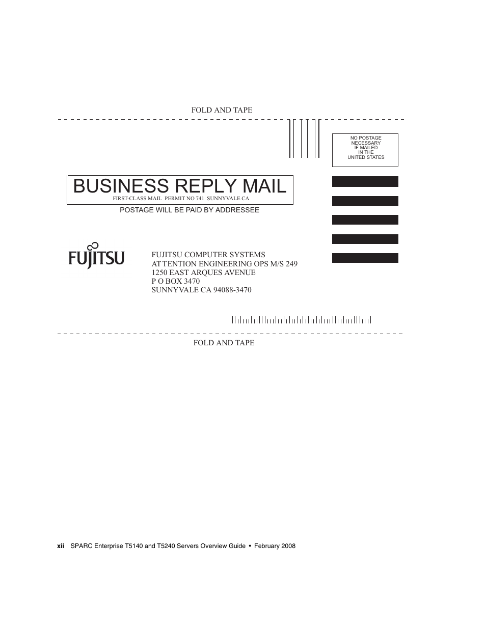 Business reply mail | FUJITSU T5240 User Manual | Page 14 / 28