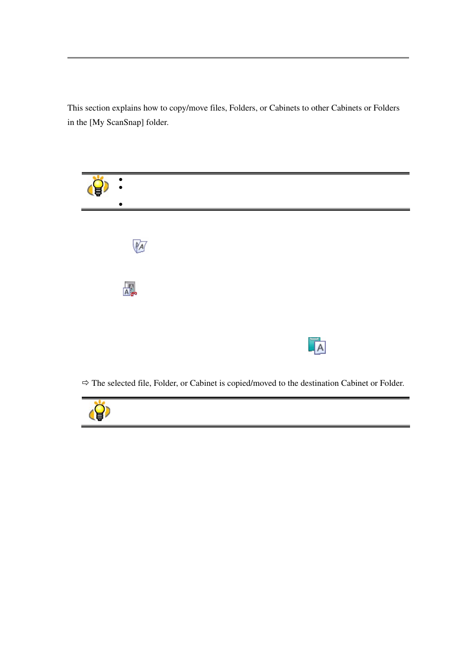 Copying/moving files, folders, and cabinets | FUJITSU SCANSNAP P2WW-2301-01ENZ0 User Manual | Page 44 / 90