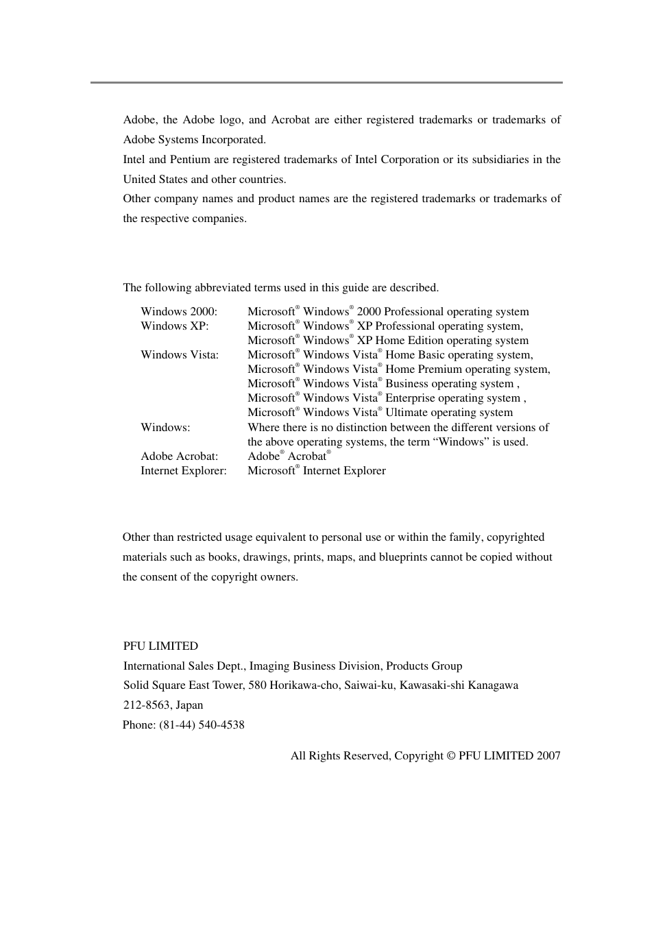 How trademarks are indicated in this manual, Copyright, Manufacturer | FUJITSU SCANSNAP P2WW-2301-01ENZ0 User Manual | Page 5 / 90