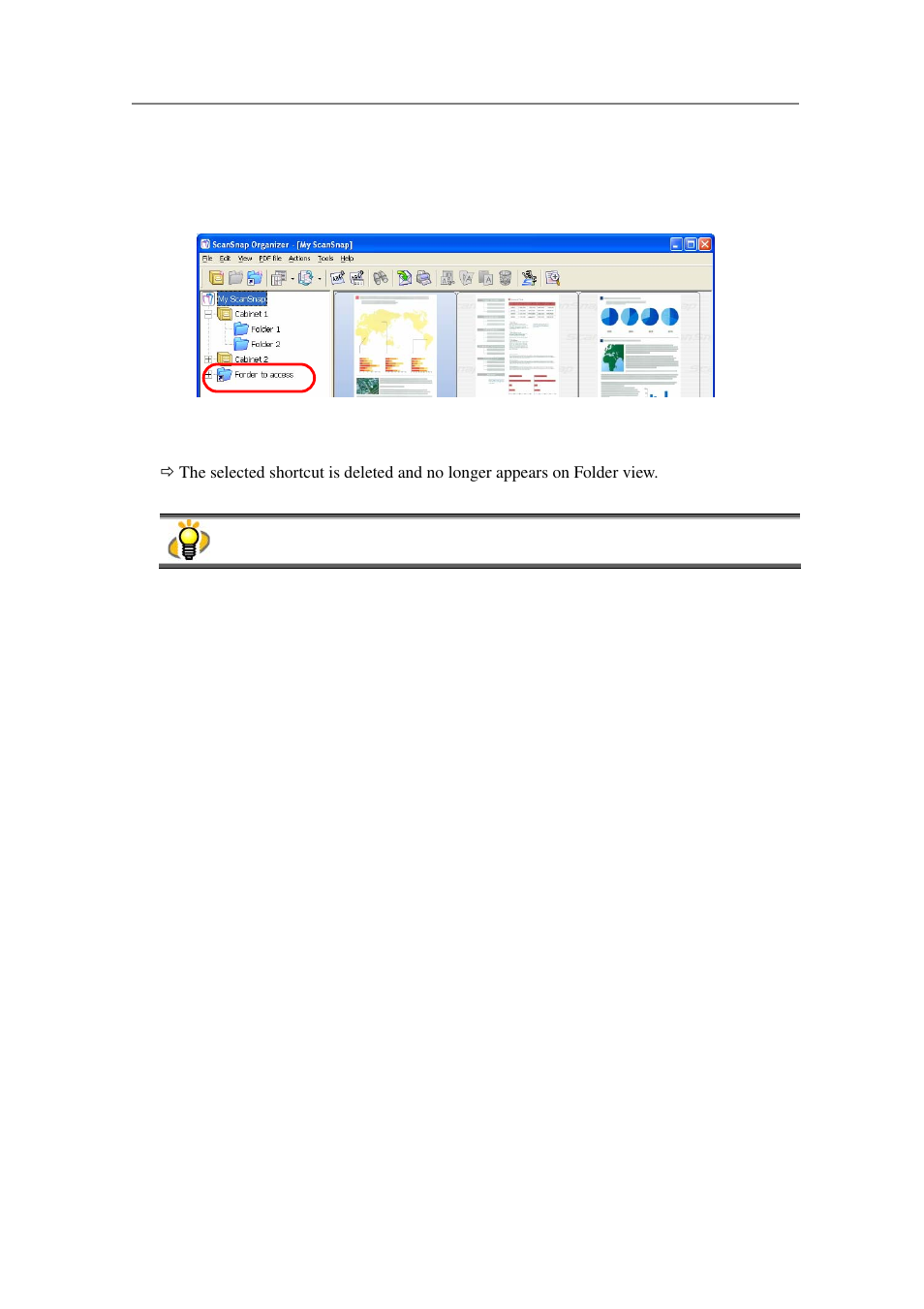 Deleting shortcuts to folders | FUJITSU SCANSNAP P2WW-2301-01ENZ0 User Manual | Page 61 / 90