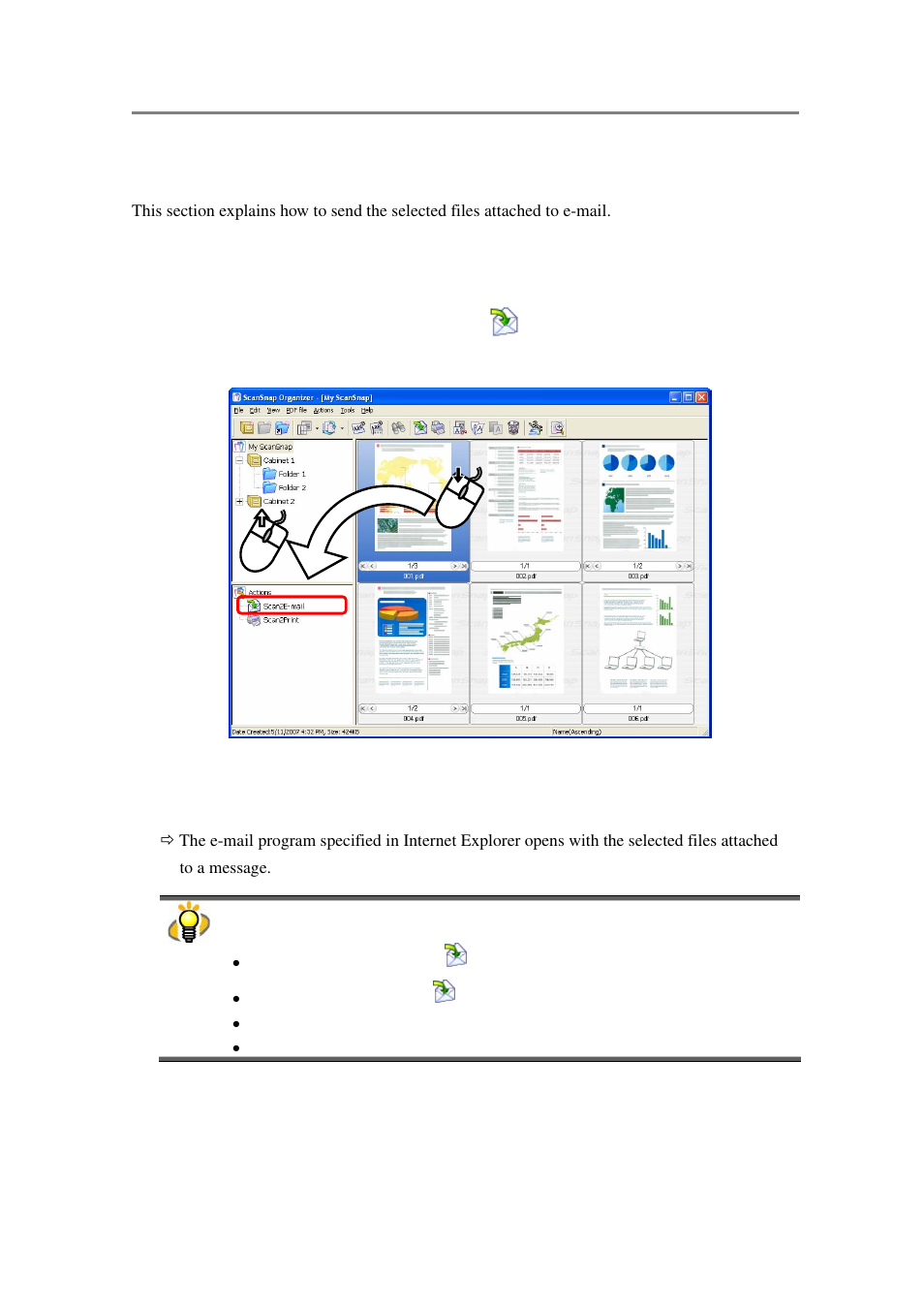 Sending files by e-mail | FUJITSU SCANSNAP P2WW-2301-01ENZ0 User Manual | Page 64 / 90
