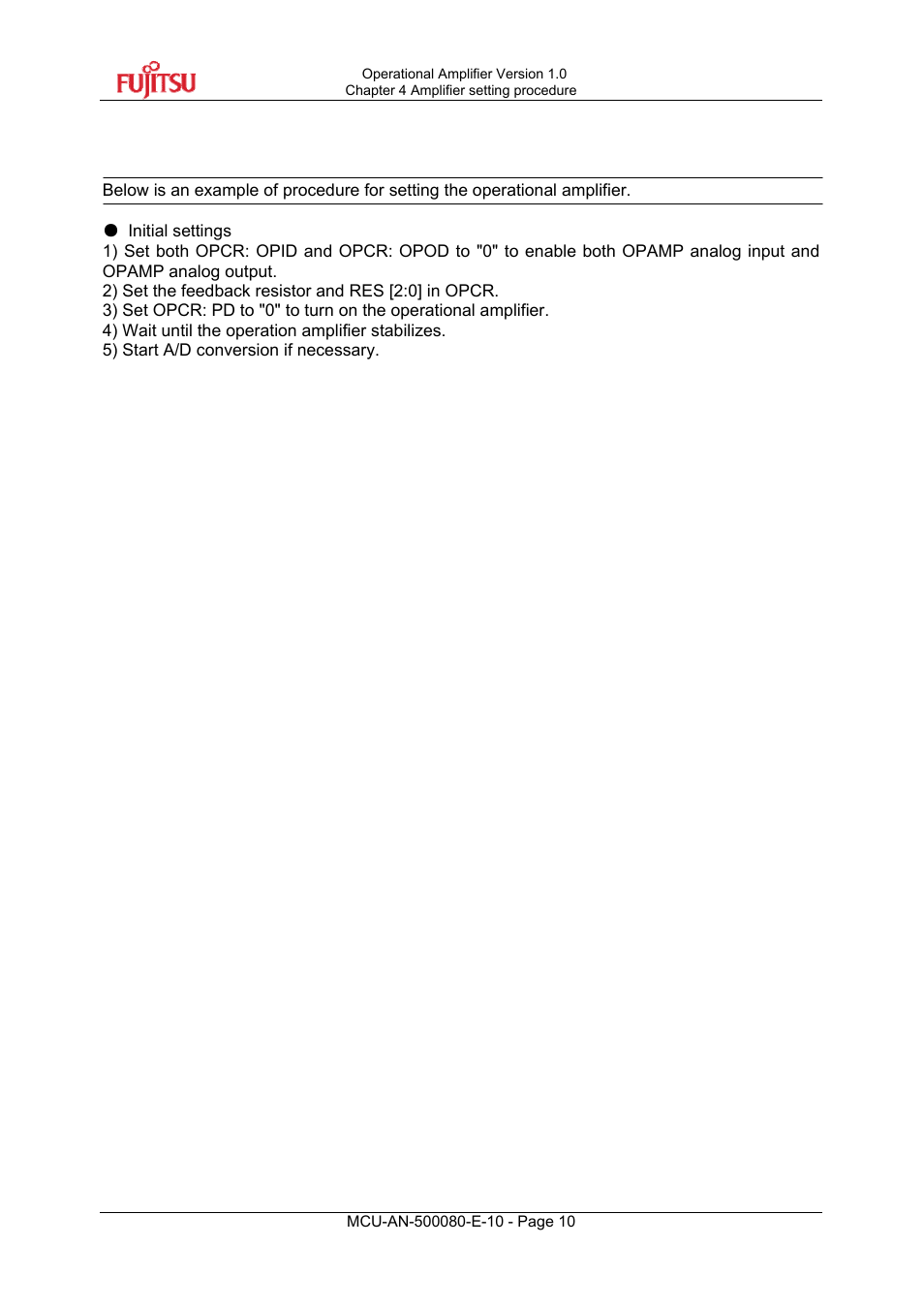 4 amplifier setting procedure | FUJITSU MB95F430 User Manual | Page 10 / 18