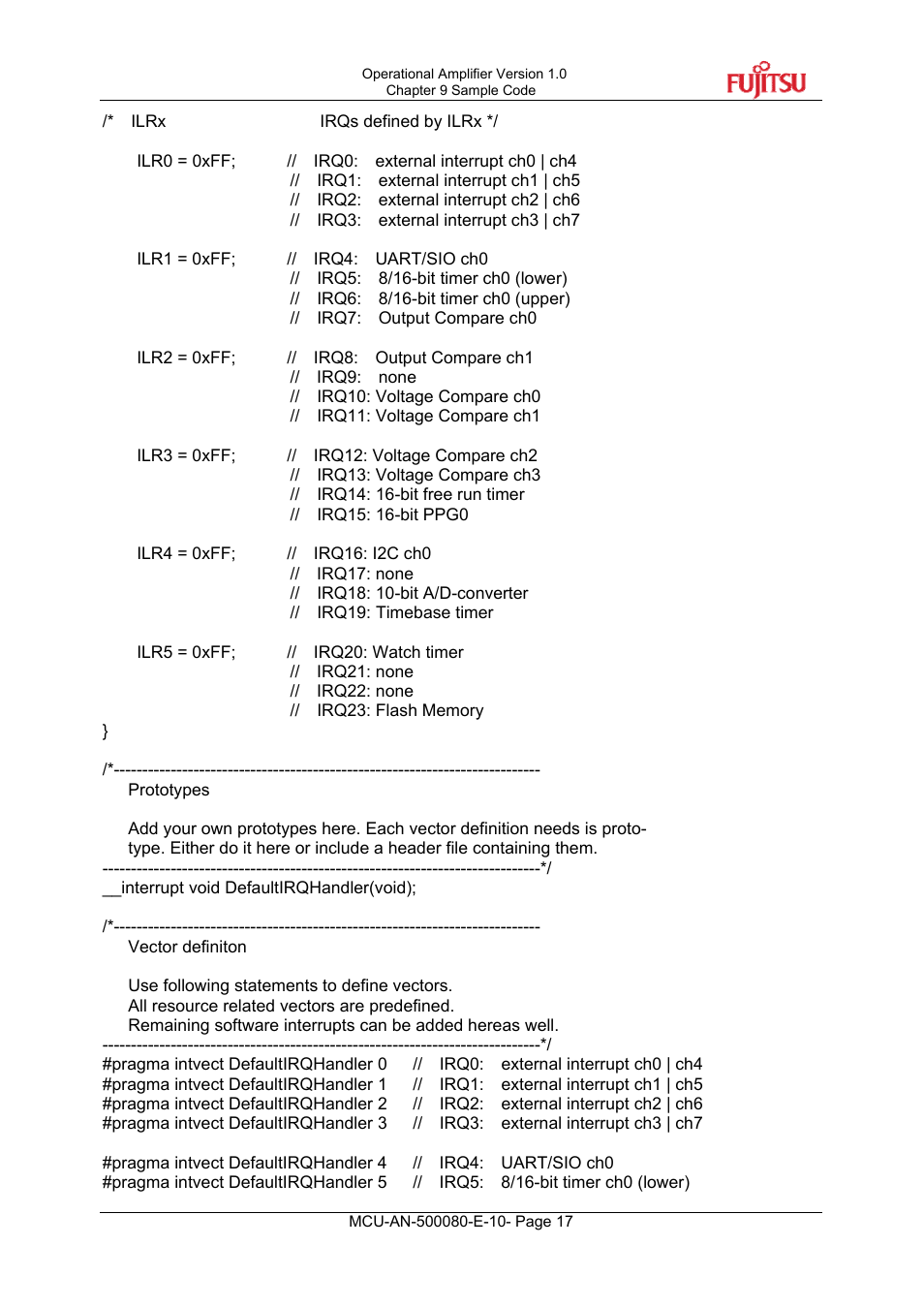FUJITSU MB95F430 User Manual | Page 17 / 18