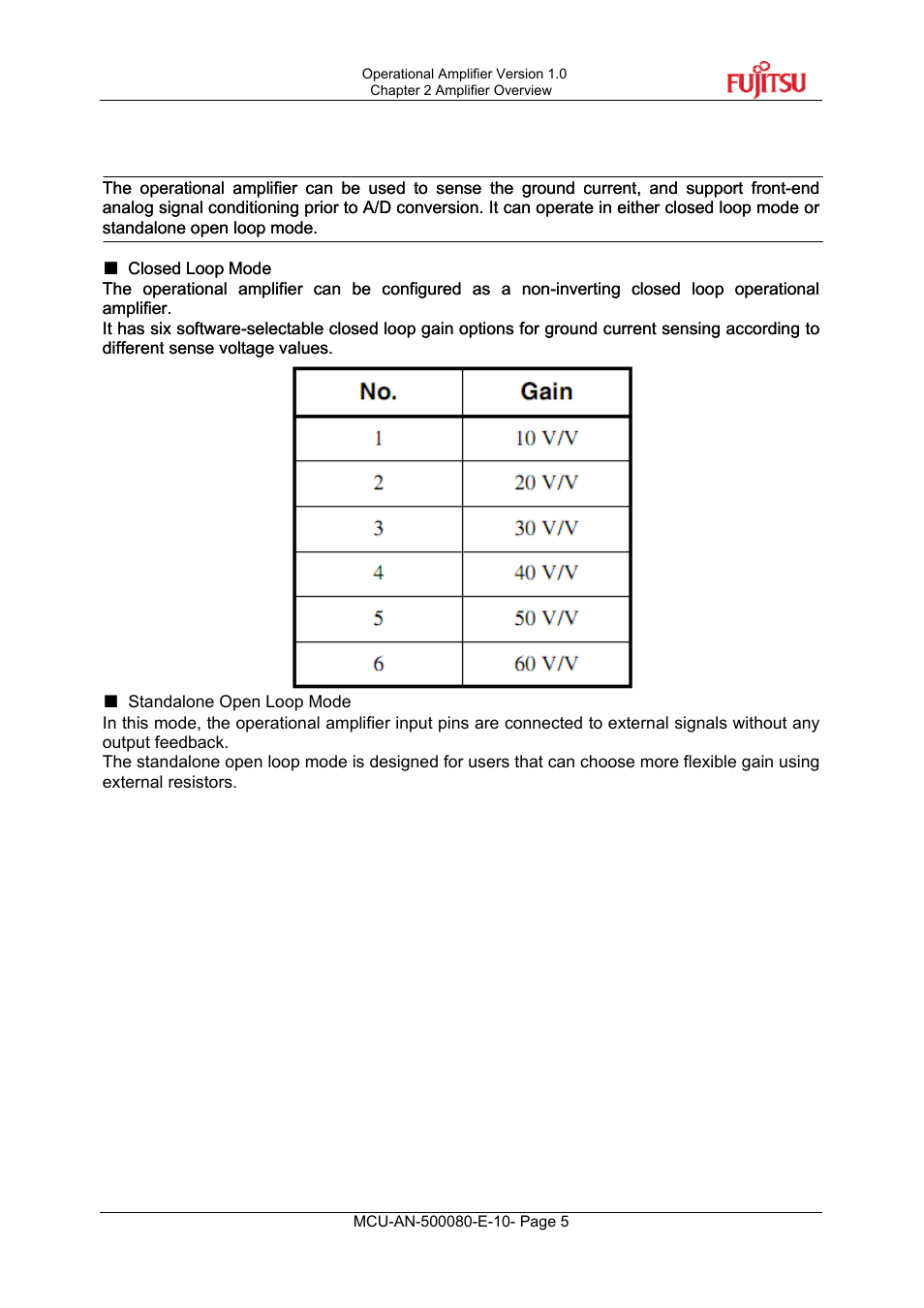 2 amplifier overview, 2 amplifier overview amplifier overview | FUJITSU MB95F430 User Manual | Page 5 / 18