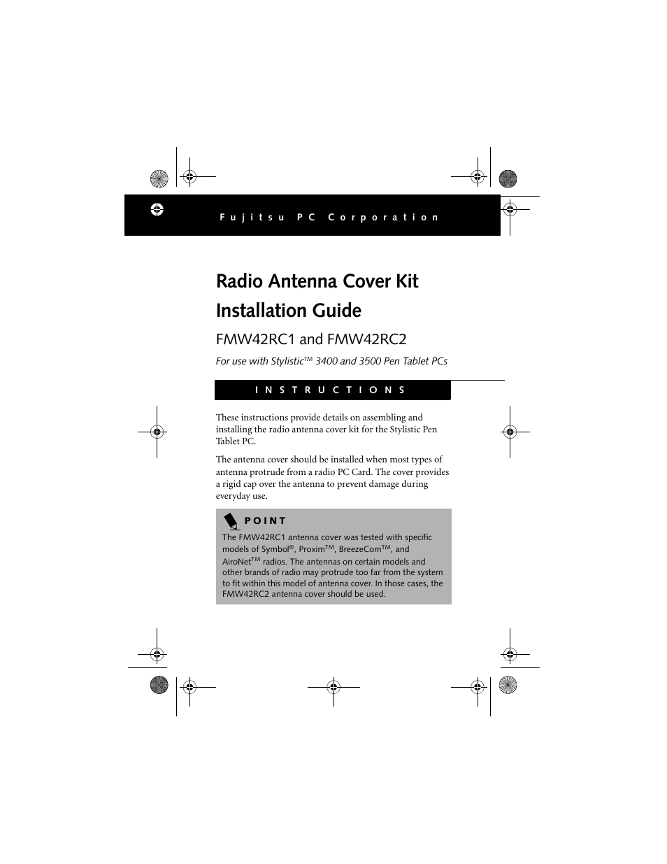 FUJITSU FMW42RC1 User Manual | 4 pages