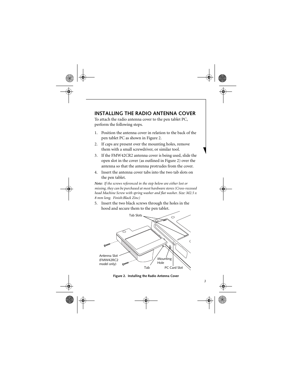 Installing the radio antenna cover | FUJITSU FMW42RC1 User Manual | Page 3 / 4