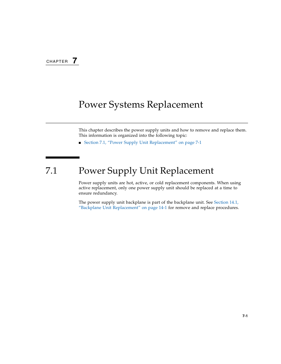 Power systems replacement, 1 power supply unit replacement, Power supply unit replacement | FUJITSU M5000 User Manual | Page 127 / 310