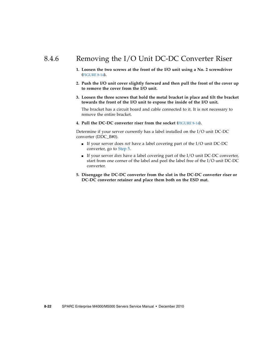 6 removing the i/o unit dc-dc converter riser, Removing the i/o unit dc-dc converter riser | FUJITSU M5000 User Manual | Page 154 / 310