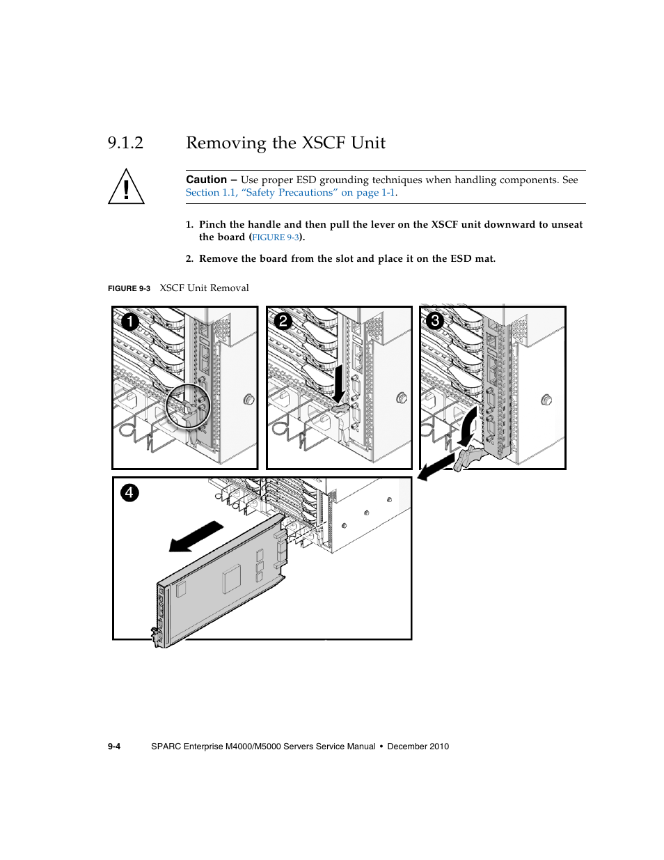 2 removing the xscf unit, Removing the xscf unit | FUJITSU M5000 User Manual | Page 162 / 310