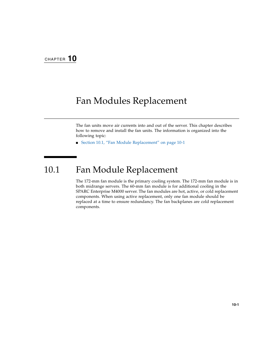 Fan modules replacement, 1 fan module replacement, Fan module replacement | FUJITSU M5000 User Manual | Page 165 / 310