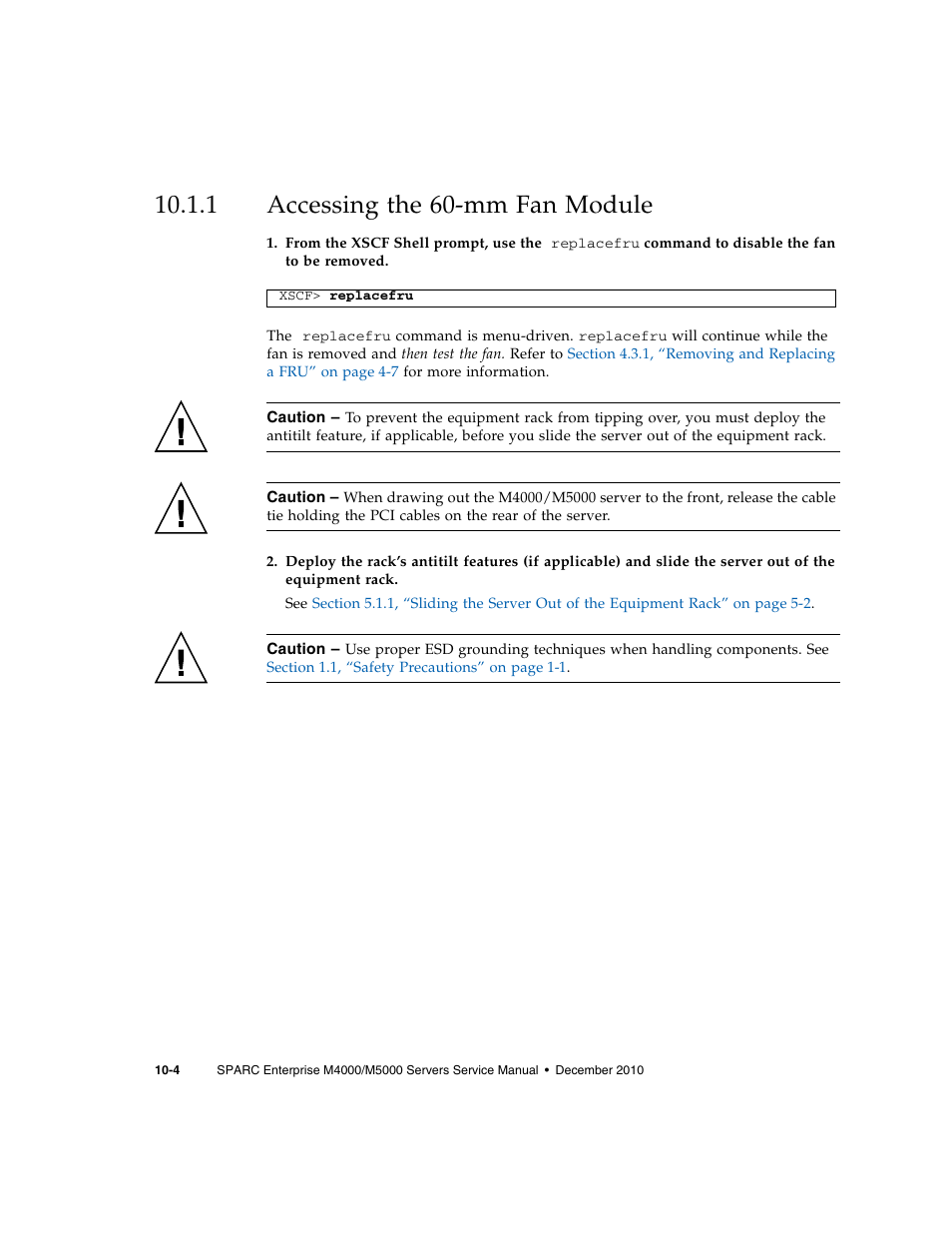 1 accessing the 60-mm fan module, Accessing the 60-mm fan module | FUJITSU M5000 User Manual | Page 168 / 310