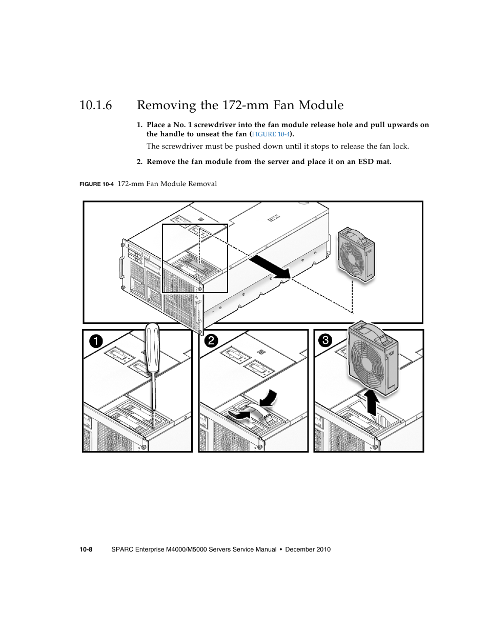 6 removing the 172-mm fan module, Removing the 172-mm fan module | FUJITSU M5000 User Manual | Page 172 / 310