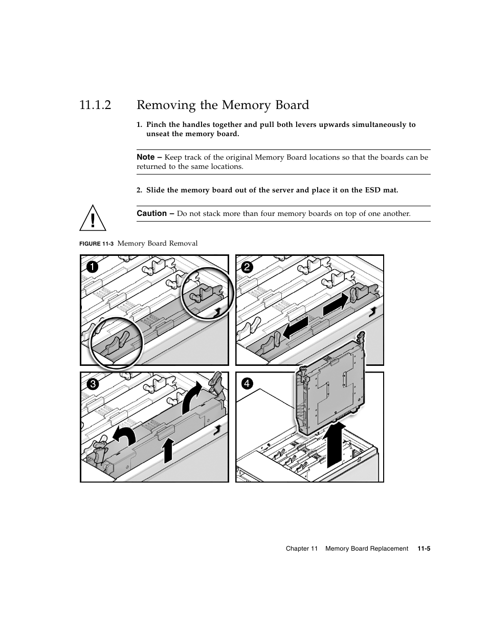 2 removing the memory board, Removing the memory board | FUJITSU M5000 User Manual | Page 189 / 310