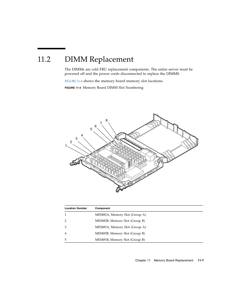 2 dimm replacement, Dimm replacement | FUJITSU M5000 User Manual | Page 191 / 310