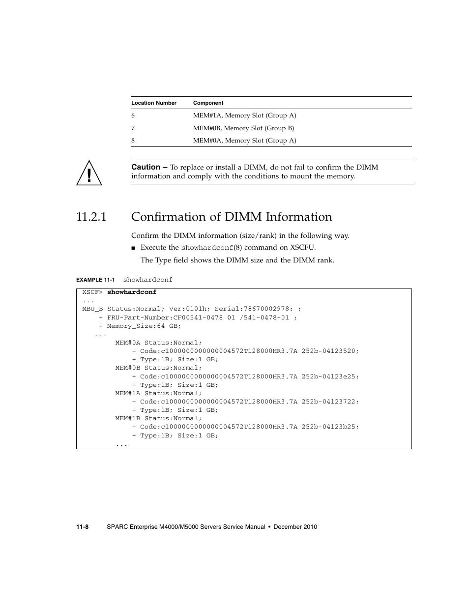 1 confirmation of dimm information, Confirmation of dimm information | FUJITSU M5000 User Manual | Page 192 / 310