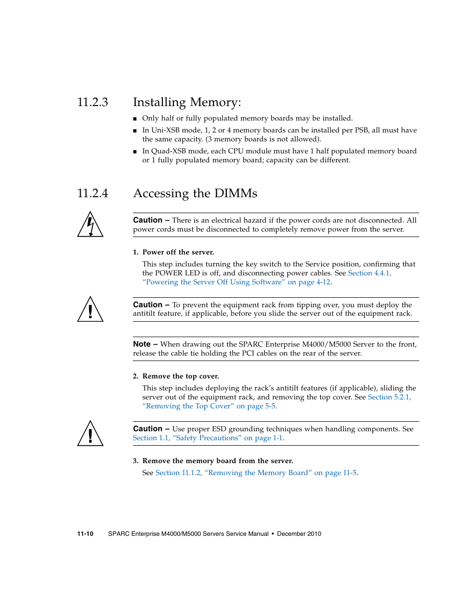 3 installing memory, 4 accessing the dimms, Installing memory | Accessing the dimms | FUJITSU M5000 User Manual | Page 194 / 310