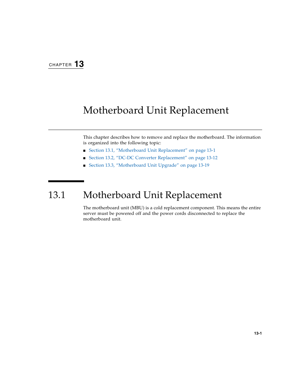 Motherboard unit replacement, 1 motherboard unit replacement | FUJITSU M5000 User Manual | Page 213 / 310