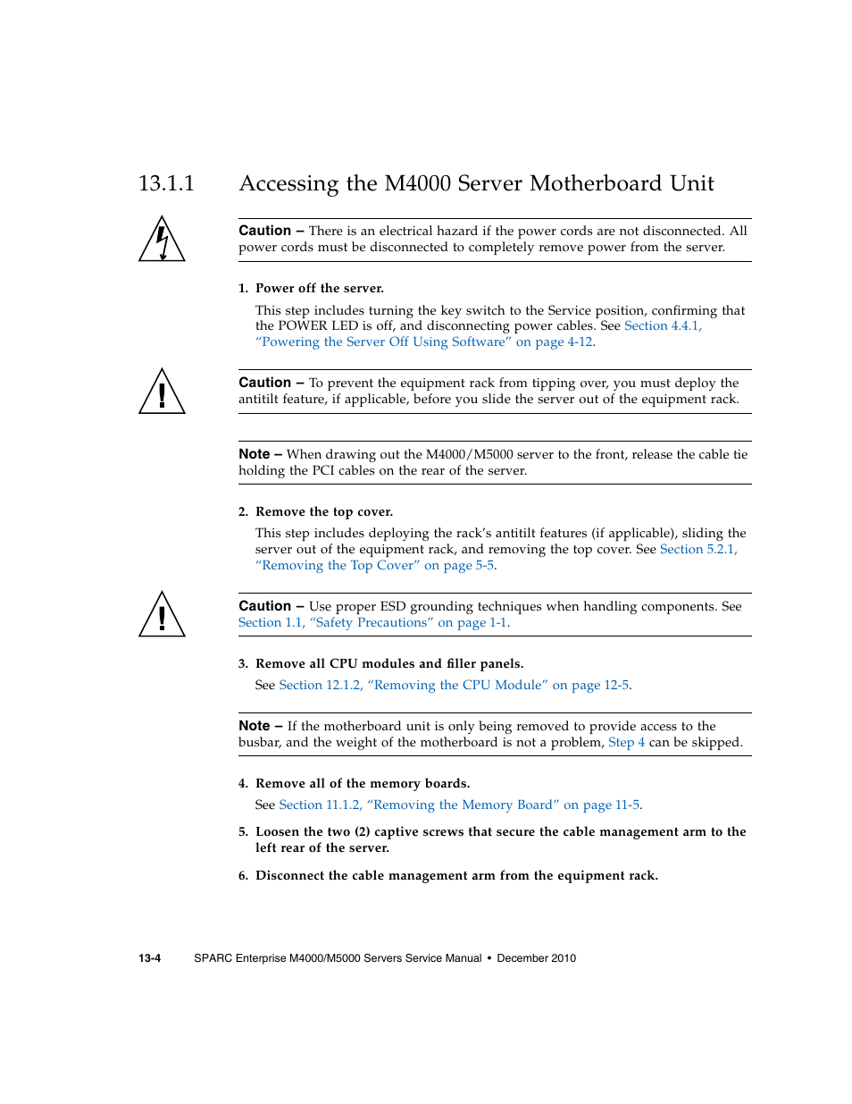 1 accessing the m4000 server motherboard unit, Accessing the m4000 server motherboard unit | FUJITSU M5000 User Manual | Page 216 / 310