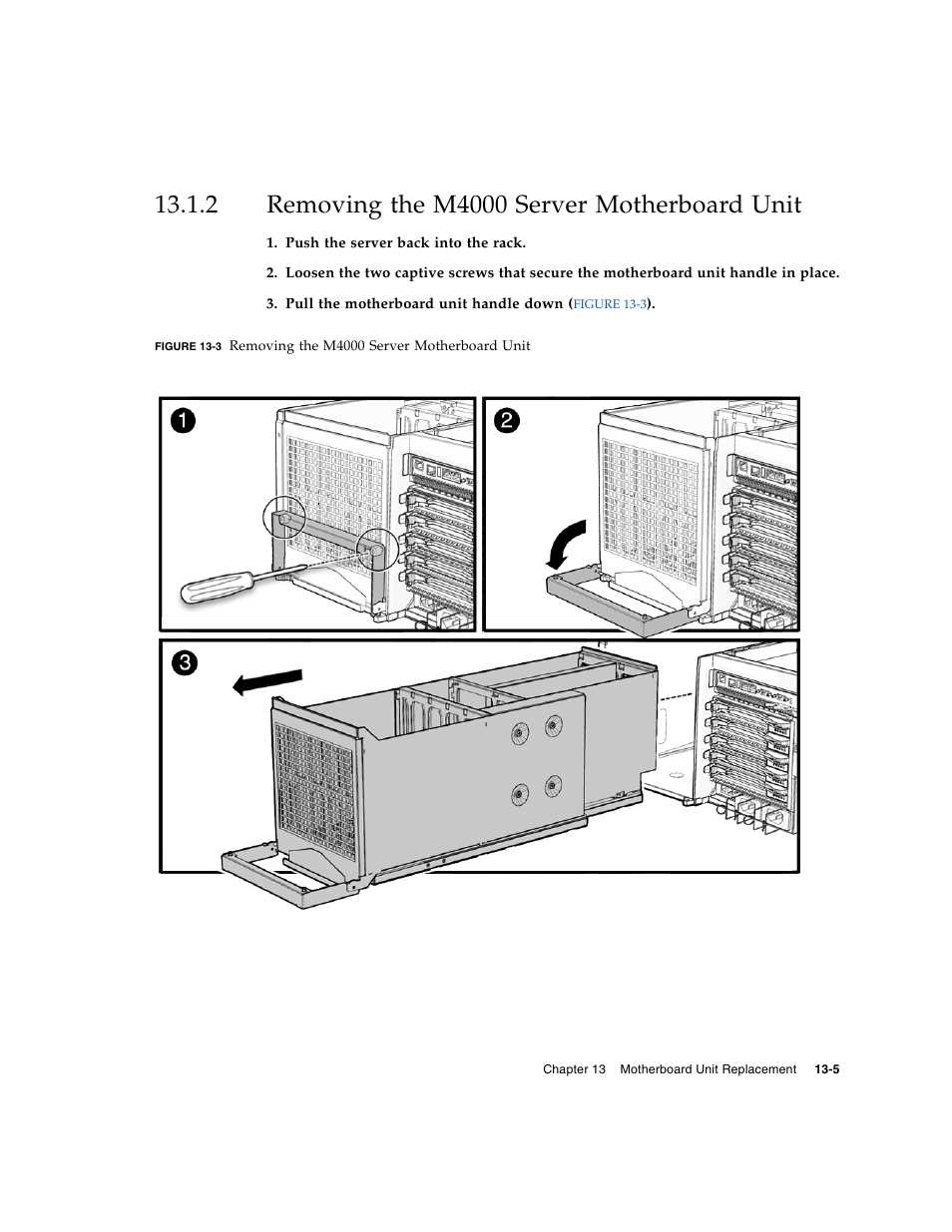 2 removing the m4000 server motherboard unit, Removing the m4000 server motherboard unit | FUJITSU M5000 User Manual | Page 217 / 310