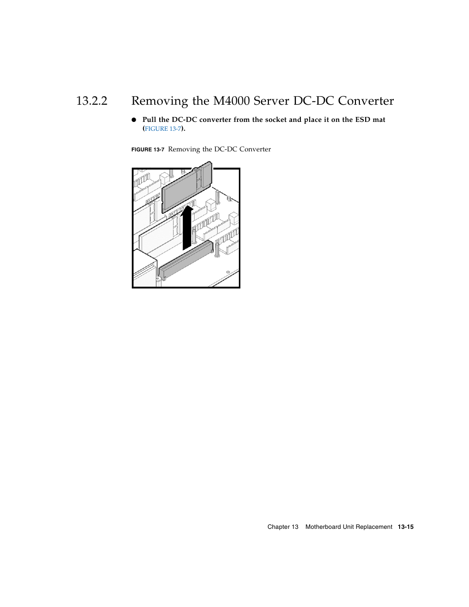 2 removing the m4000 server dc-dc converter, Removing the m4000 server dc-dc converter | FUJITSU M5000 User Manual | Page 227 / 310