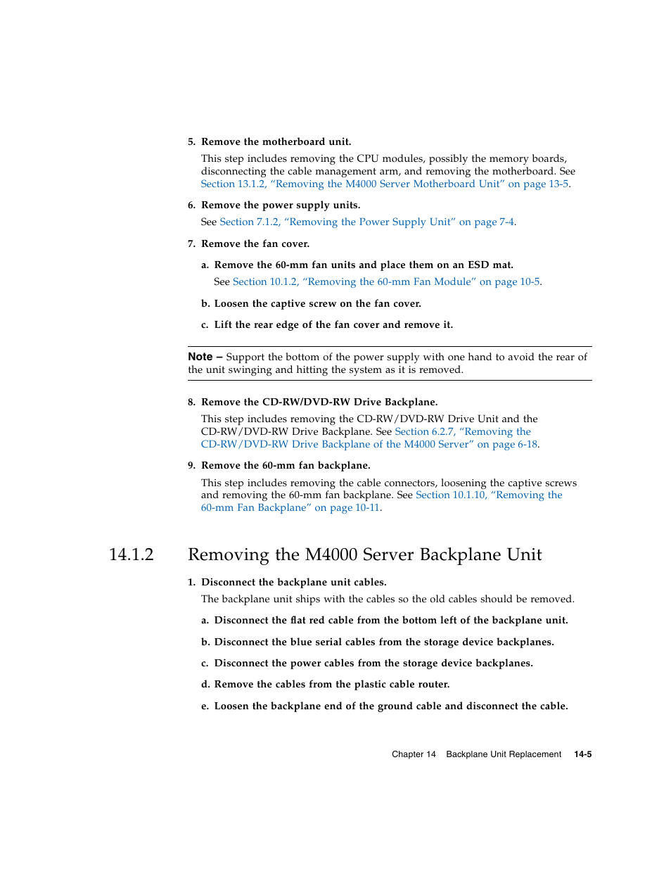 2 removing the m4000 server backplane unit, Removing the m4000 server backplane unit | FUJITSU M5000 User Manual | Page 239 / 310