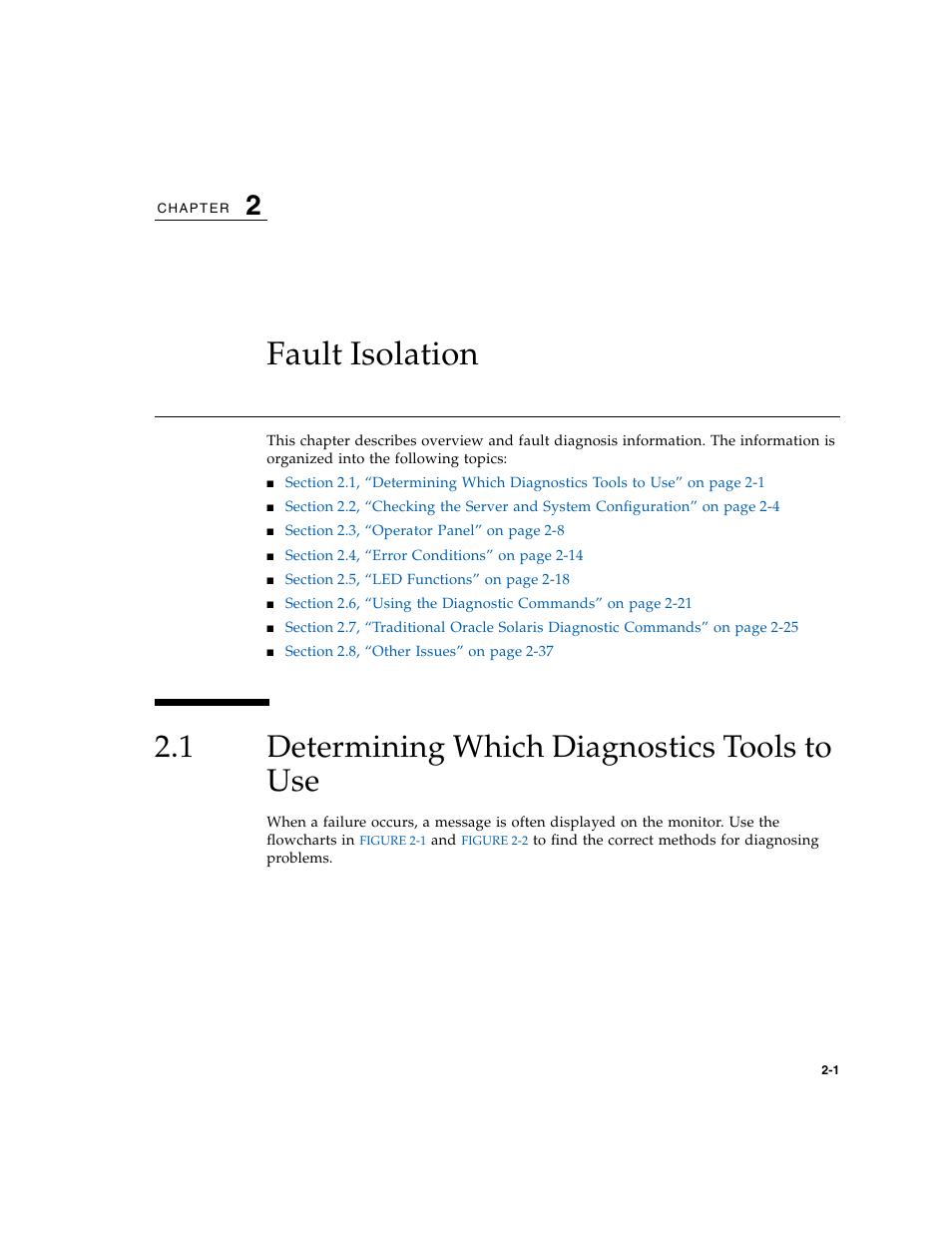 Fault isolation, 1 determining which diagnostics tools to use, Determining which diagnostics tools to use | FUJITSU M5000 User Manual | Page 25 / 310