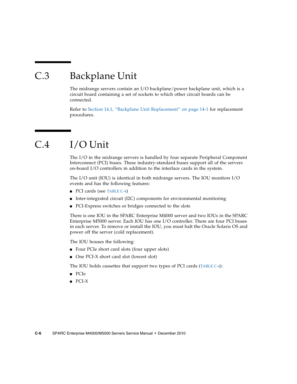 C.3 backplane unit, C.4 i/o unit, Backplane unit | I/o unit | FUJITSU M5000 User Manual | Page 272 / 310