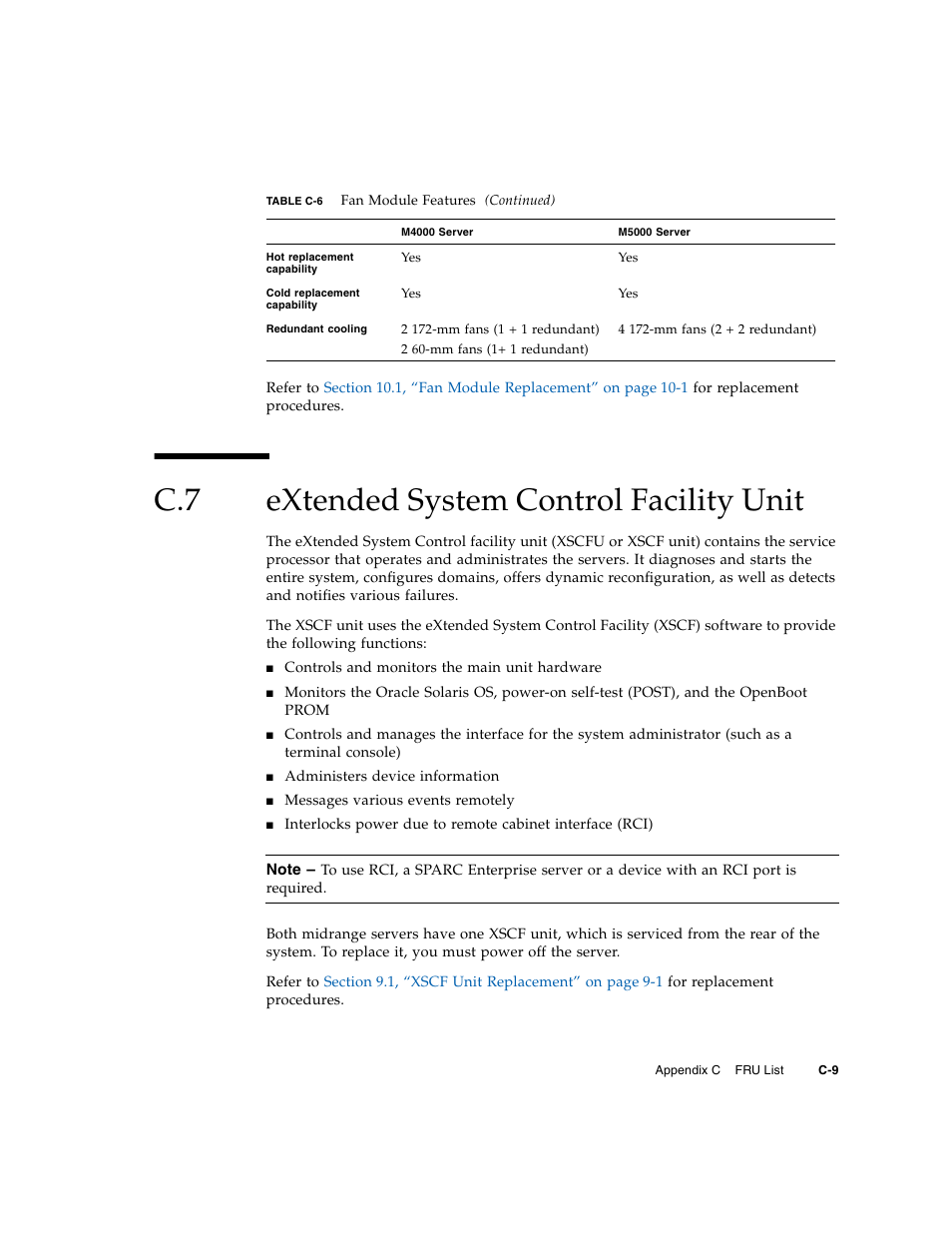 C.7 extended system control facility unit, Extended system control facility unit | FUJITSU M5000 User Manual | Page 275 / 310