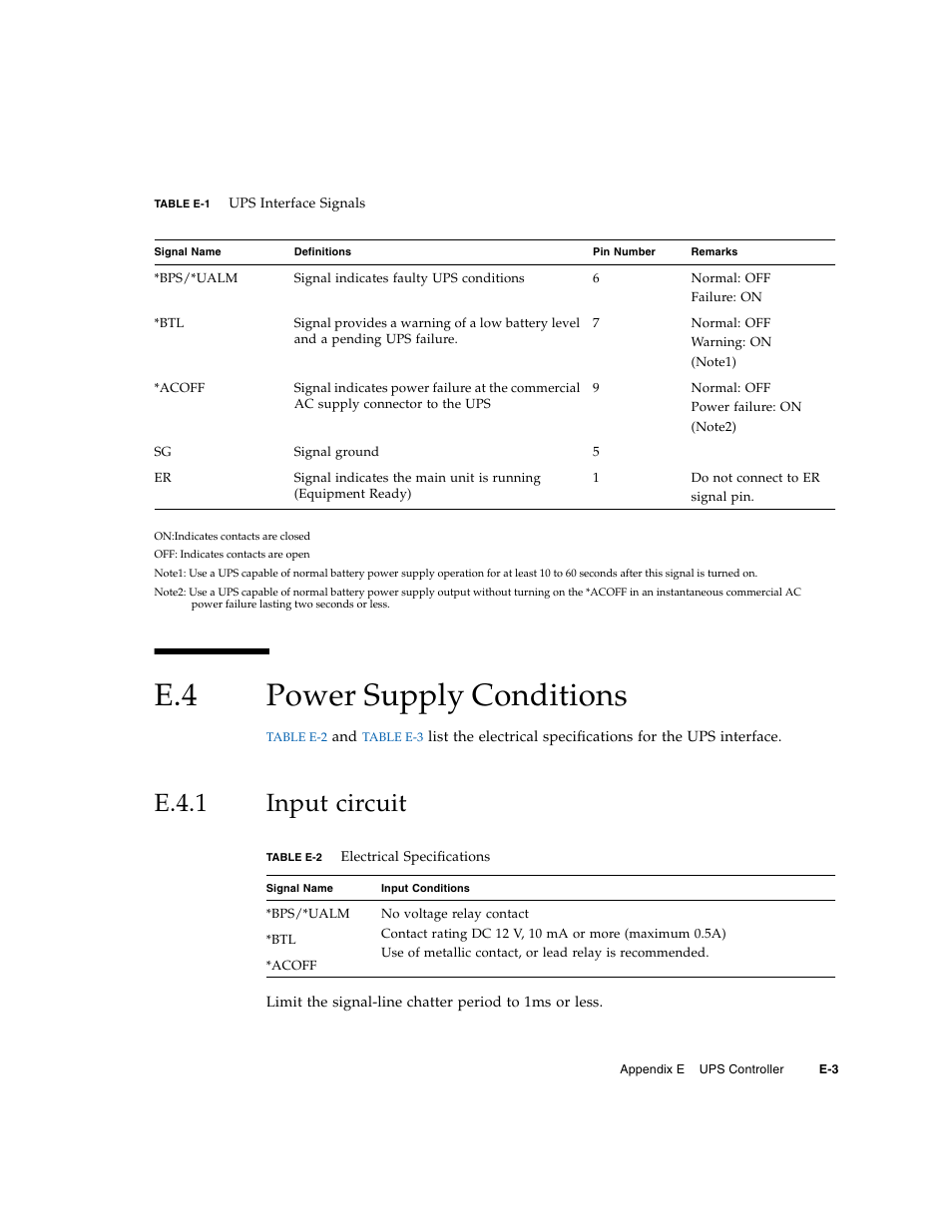 E.4 power supply conditions, E.4.1 input circuit, Power supply conditions | E.4.1, Input circuit | FUJITSU M5000 User Manual | Page 285 / 310