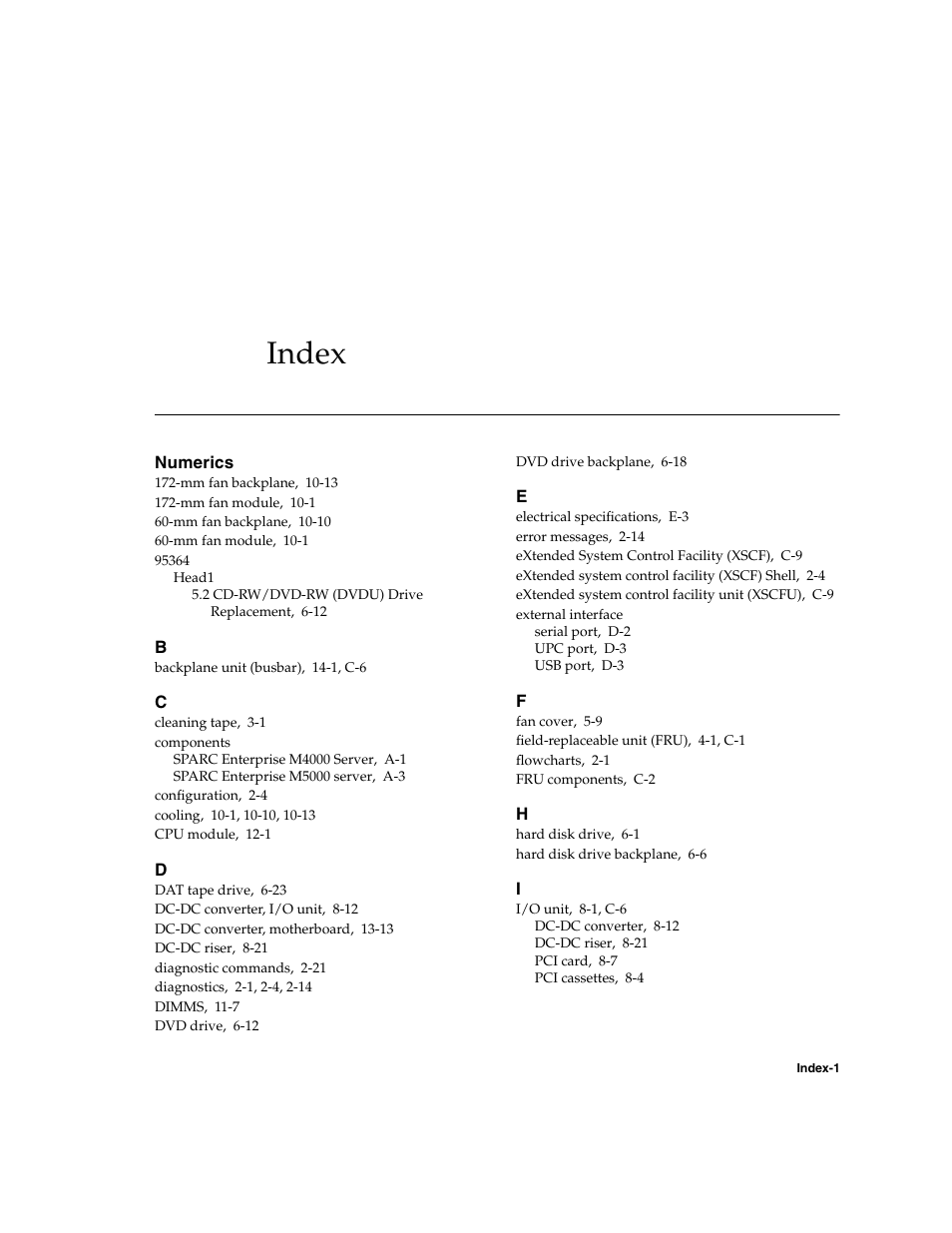 Index, Index–1 | FUJITSU M5000 User Manual | Page 309 / 310