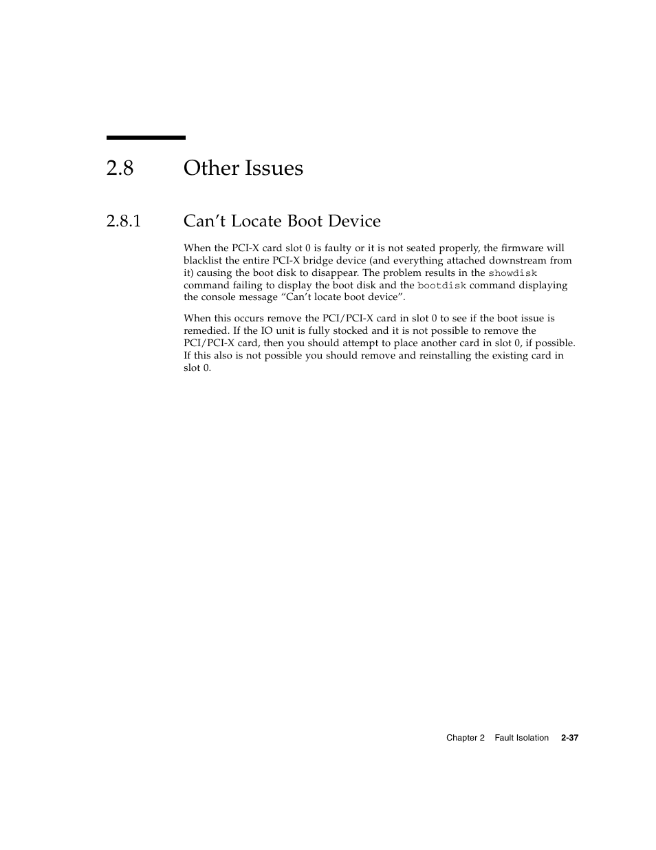 8 other issues, 1 can’t locate boot device, Other issues | Can’t locate boot device | FUJITSU M5000 User Manual | Page 61 / 310