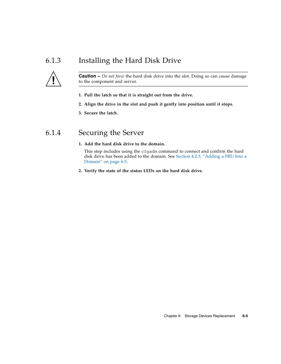 3 installing the hard disk drive, 4 securing the server, Installing the hard disk drive | Securing the server | FUJITSU M5000 User Manual | Page 97 / 310