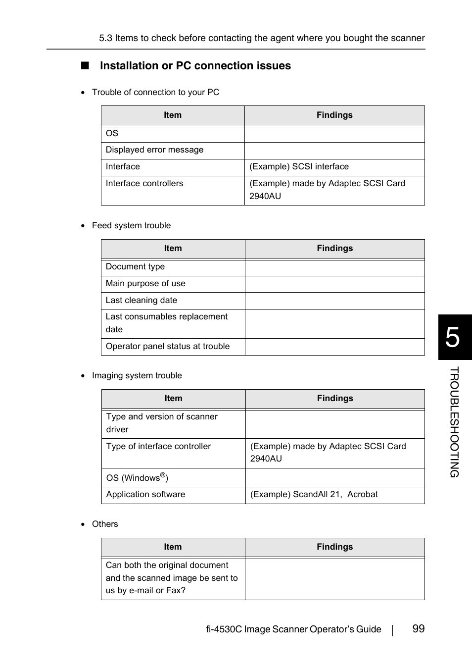 99 troublesho oting, Installation or pc connection issues | FUJITSU fi-4530C User Manual | Page 105 / 132