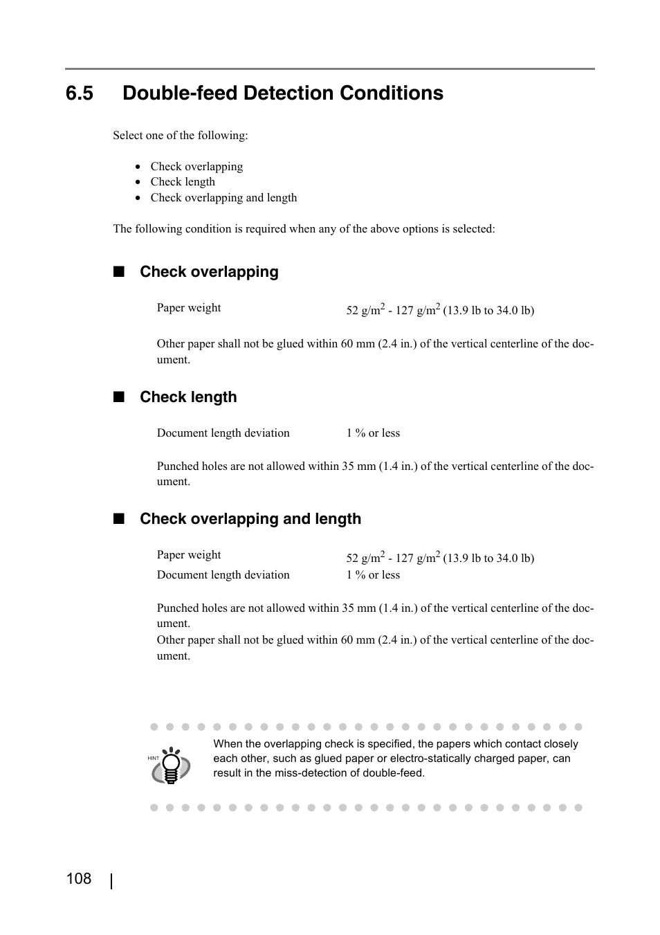 5 double-feed detection conditions | FUJITSU fi-4530C User Manual | Page 114 / 132