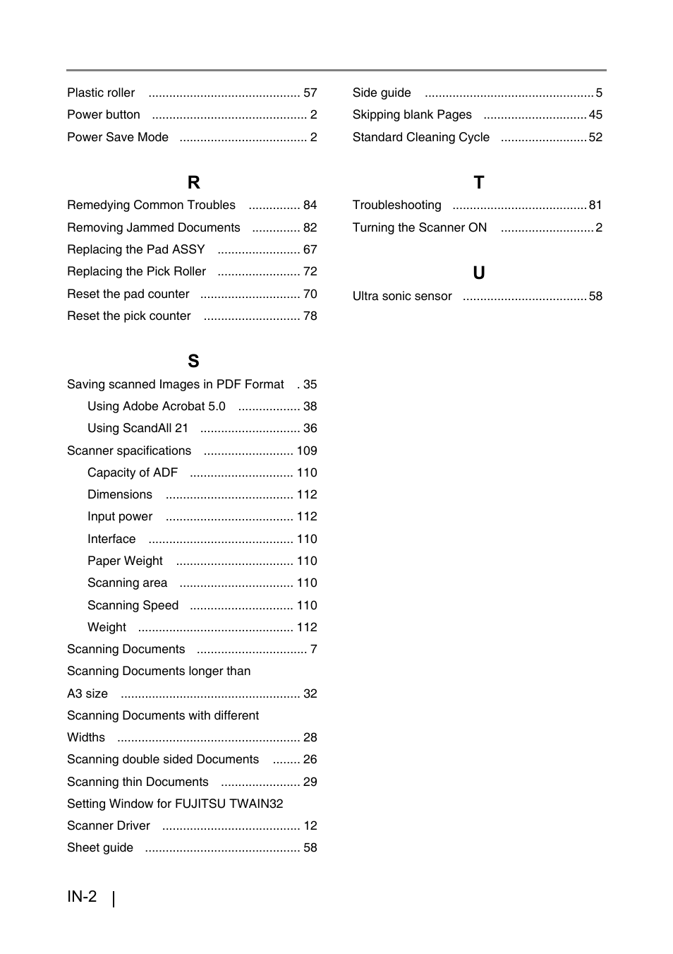 In-2 | FUJITSU fi-4530C User Manual | Page 130 / 132