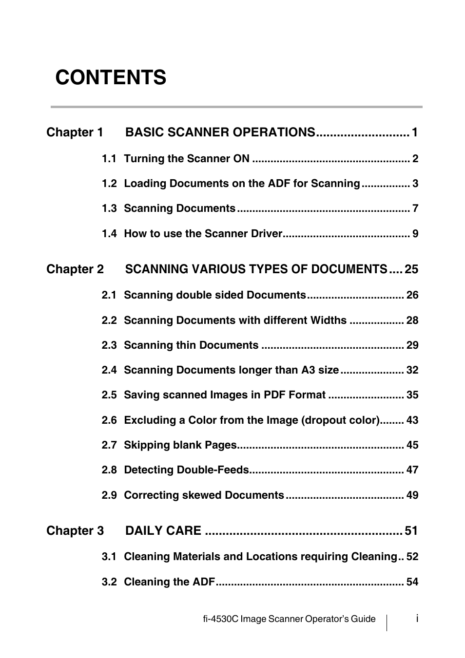 FUJITSU fi-4530C User Manual | Page 3 / 132