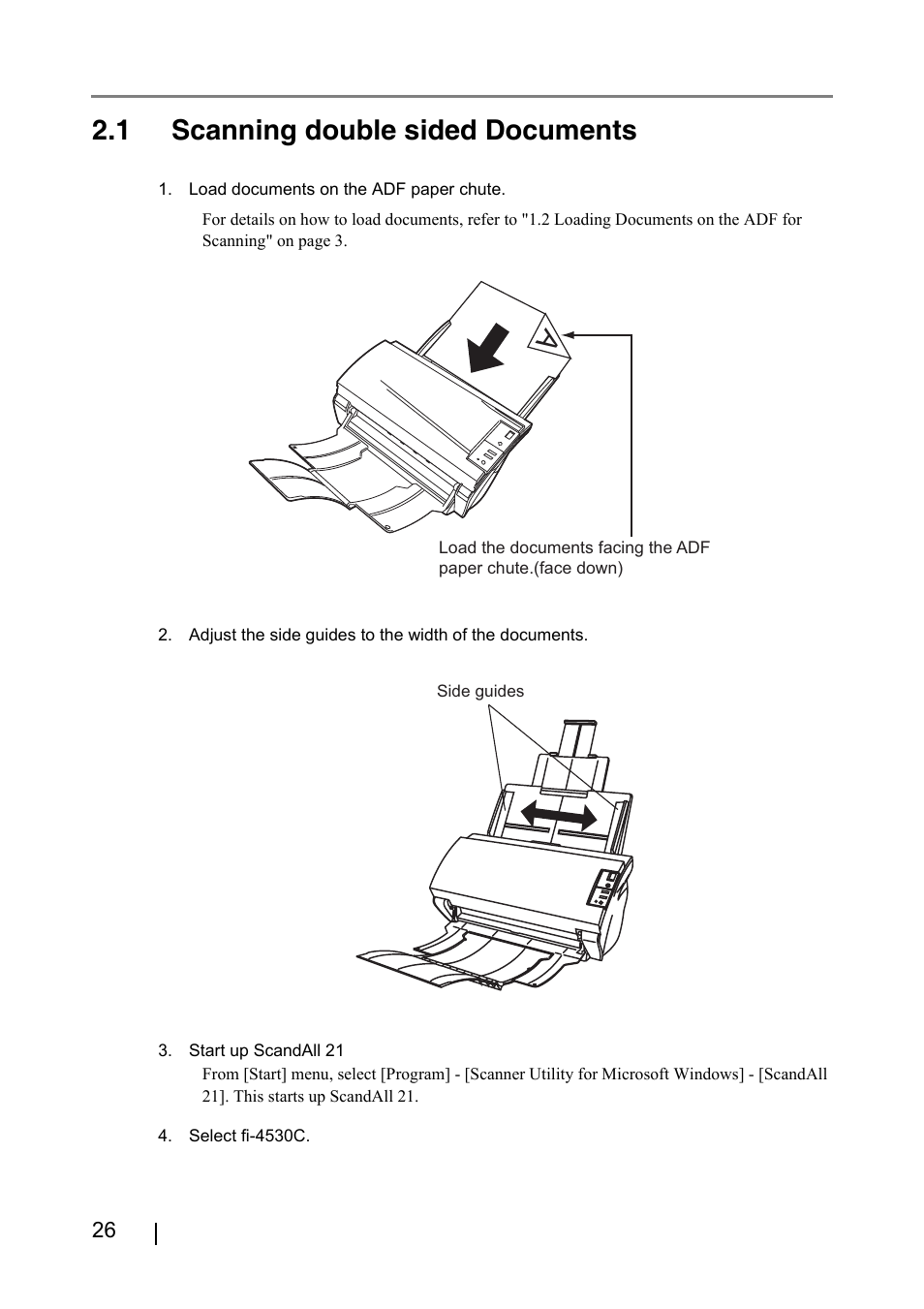 1 scanning double sided documents | FUJITSU fi-4530C User Manual | Page 32 / 132