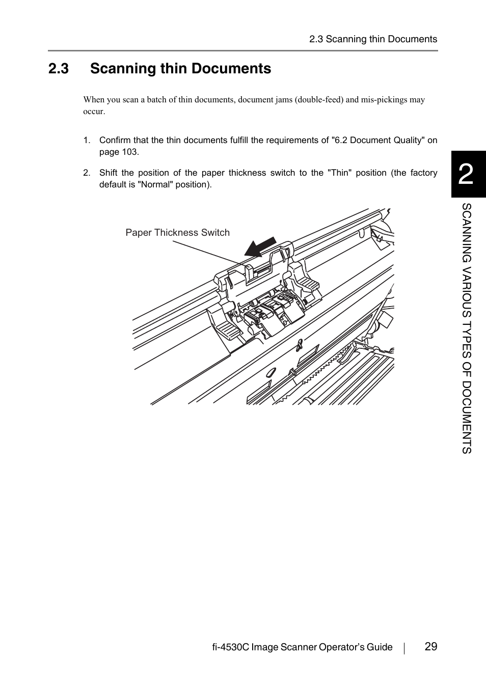3 scanning thin documents | FUJITSU fi-4530C User Manual | Page 35 / 132
