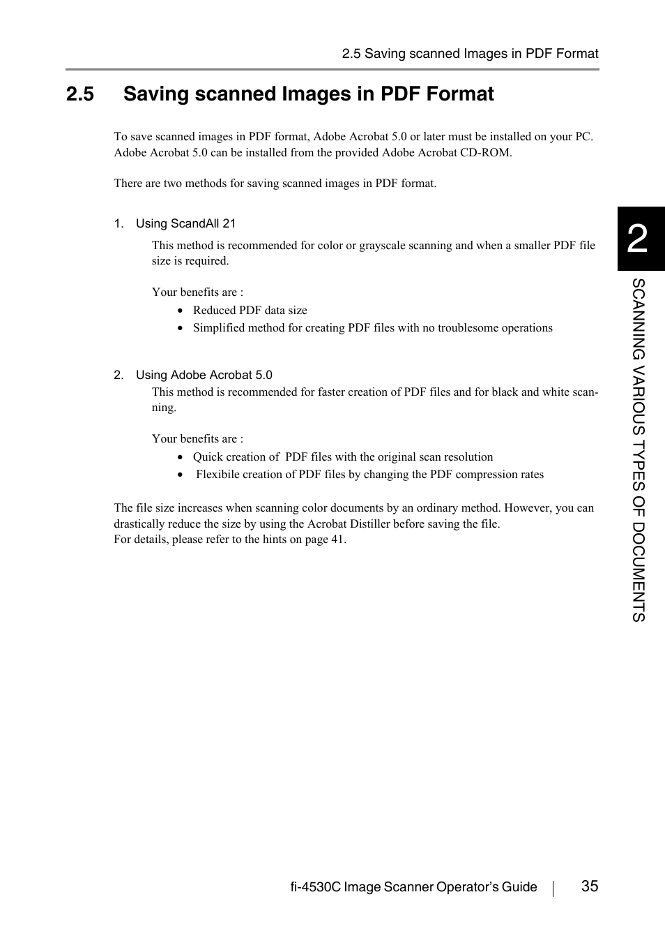 5 saving scanned images in pdf format | FUJITSU fi-4530C User Manual | Page 41 / 132
