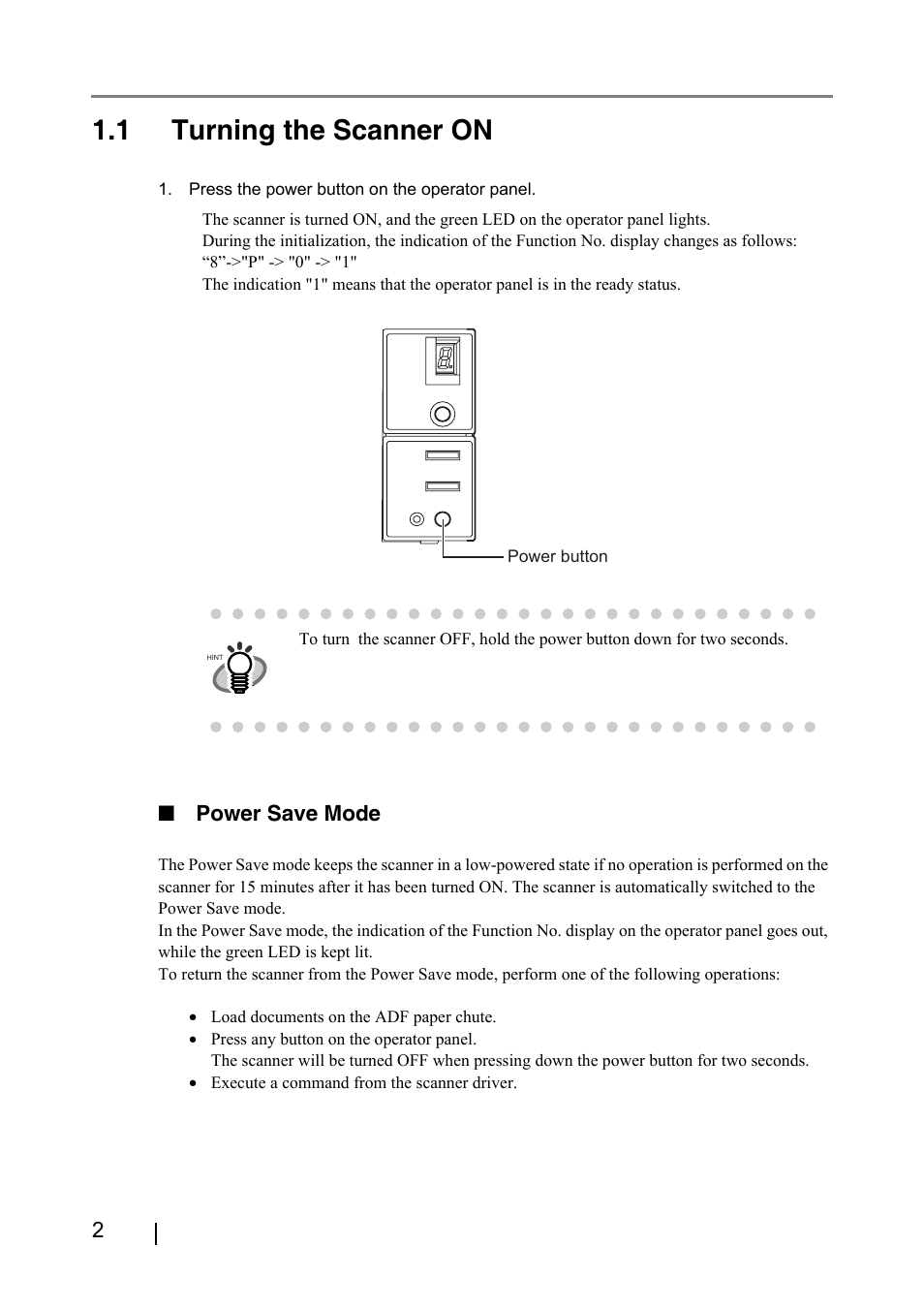 1 turning the scanner on | FUJITSU fi-4530C User Manual | Page 8 / 132
