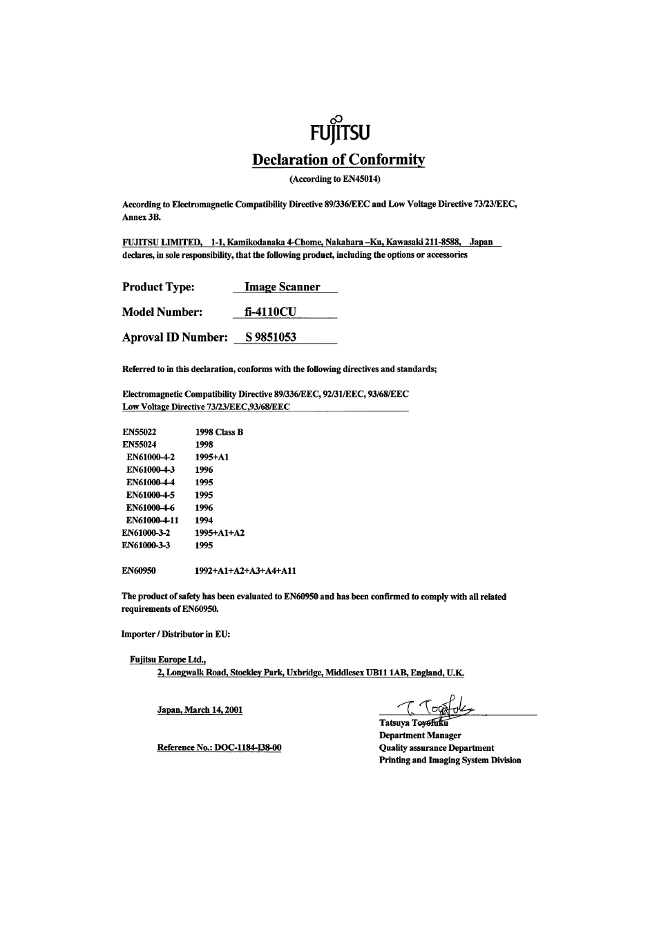 FUJITSU fi-4110CU User Manual | Page 39 / 40