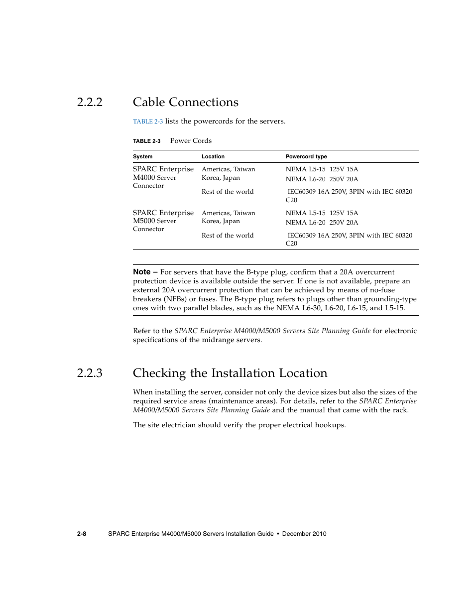 2 cable connections, 3 checking the installation location, Cable connections | Checking the installation location | FUJITSU SPARC M4000/M5000 User Manual | Page 22 / 76
