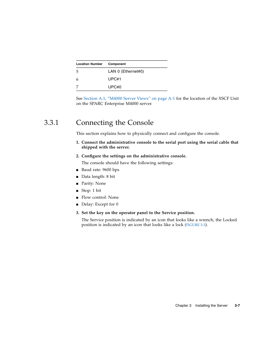 1 connecting the console, Connecting the console | FUJITSU SPARC M4000/M5000 User Manual | Page 31 / 76