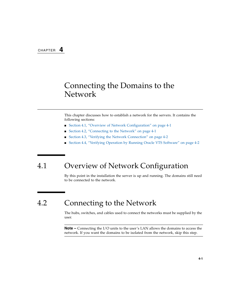 Connecting the domains to the network, 1 overview of network configuration, 2 connecting to the network | Overview of network configuration, Connecting to the network | FUJITSU SPARC M4000/M5000 User Manual | Page 41 / 76