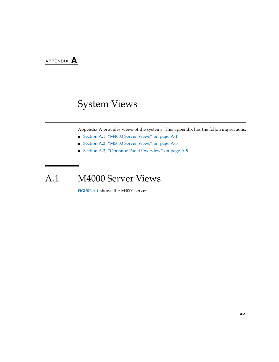 System views, A.1 m4000 server views, A. system views | M4000 server views | FUJITSU SPARC M4000/M5000 User Manual | Page 43 / 76