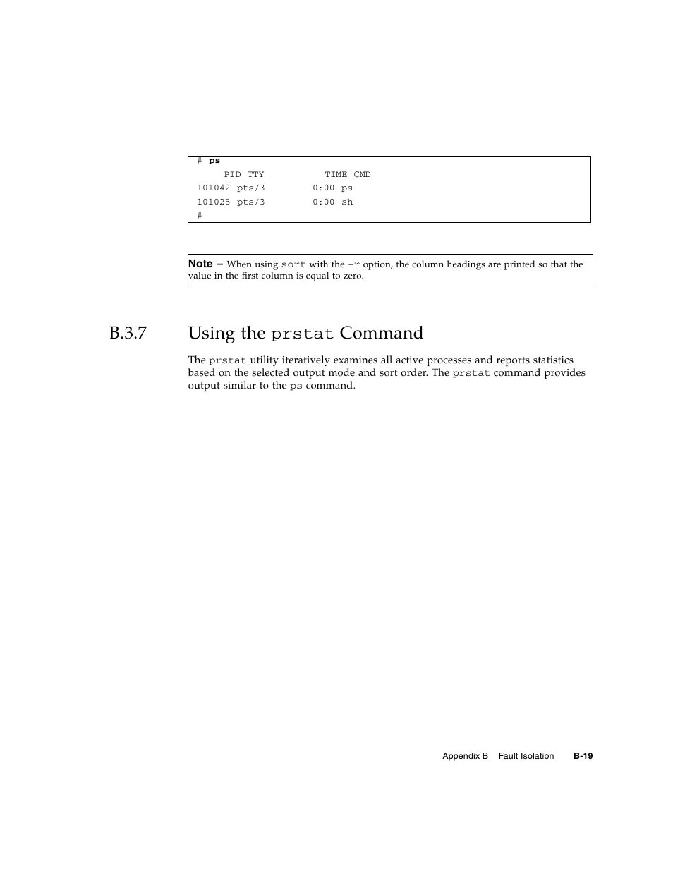 B.3.7 using the prstat command, B.3.7, Using the | FUJITSU SPARC M4000/M5000 User Manual | Page 75 / 76